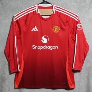 Manchester United Adidas Soccer Jersey Mens 2XL Red Snapdragon Long Sleeve